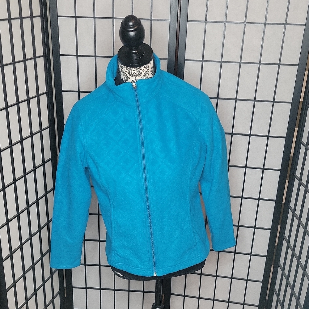LANDS’ END Turquoise Diamond and Clover Pattern Jacket S/P